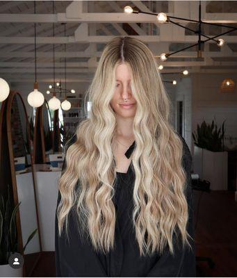 Blonde highlights with 26" hair extensions