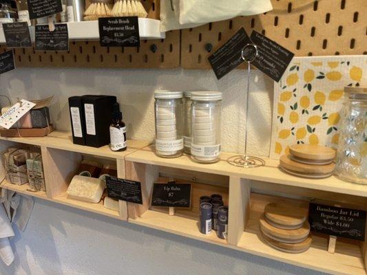 Eucalyptus shower vapors, mason jar push lids, lip balm, ...