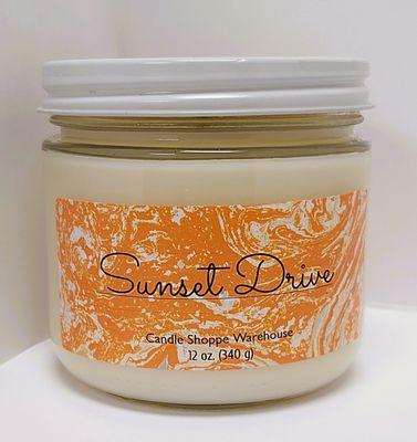 Sunset Drive (peach nectar, mango coconut milk, lemon) Soy Candle 12 oz.