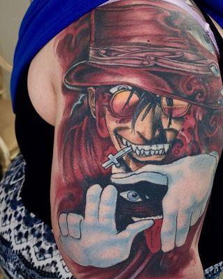we are having so much fun with this piece . we love full color anime tattoos. so bring us your ideas so we can bring them to life.
