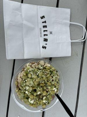 Chicken Quinoa Salad that I mixed with a small Lima Beans Salad. Good combo, and a lot of food!