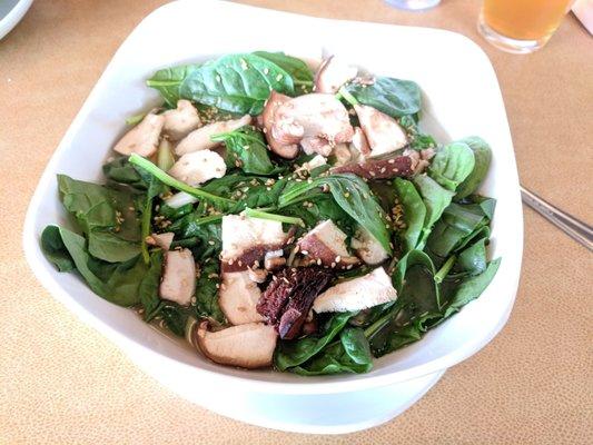Japanese miso ramen. Tofu, shiitake mushrooms, scallions, spinach, ramen.