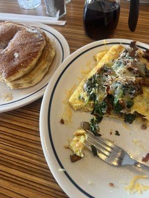 Maybe Spinach & Mushroom Omelette with bacon