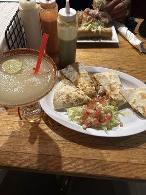 Margarita and chicken quesadilla