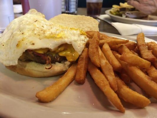 The Moo-Oink-Cluck Burger. Very good, not really an over easy egg but it hit the spot after a long drive