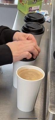 Bad hygiene. Hands touching lid where customers put their mouths