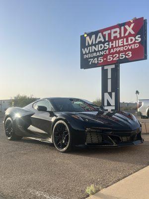 2025 Z06 Corvette full Nano Ceramic tint VortexIR by Saint Gobain with a lifetime warranty