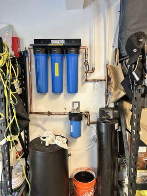 A whole house filter and softener