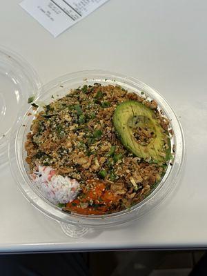 Spicy crab and tuna bowl