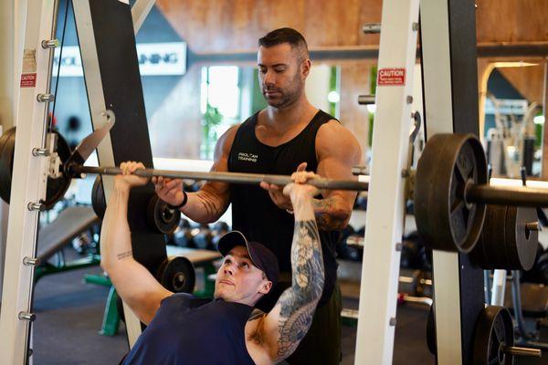 Training a client in a private session.