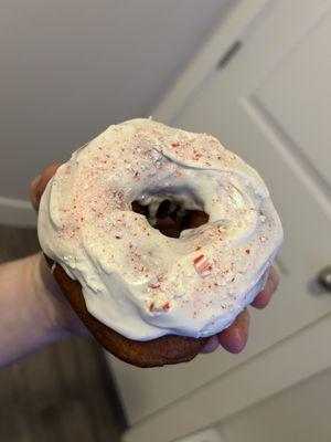 Delicious - Peppermint frosted spudnut. Soft, chewy and minty without being overpowering. Part of Holiday collection.