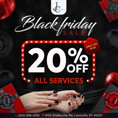 BLACK FRIDAY SALE! 
 Get 20% OFF on all our services! 
 Only available on November 29th, 2024!