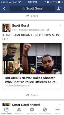 This is from the owner's Facebook post. Think twice before patronizing his establishment.