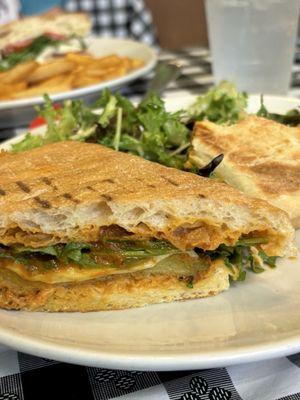 Eggplant parm panini, side salad
