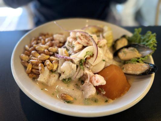 Ceviche Mixto (Fish and Seafood) so good!!