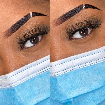 Brow tint w/slits and diamonds pair with mink lashes