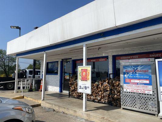 Firewood, propane, bagged ice for sale