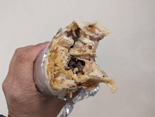 Super lengua burrito filling