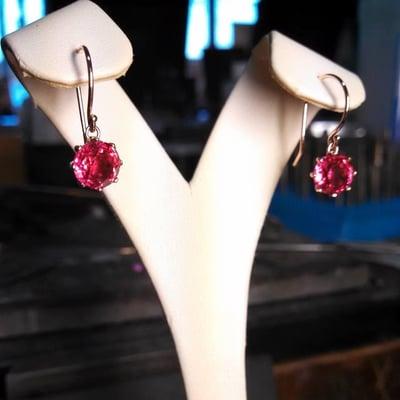 These gorgeous hand crafted Ruby earrings weigh in at 4.00CTW, set in rose gold! So Beautiful!