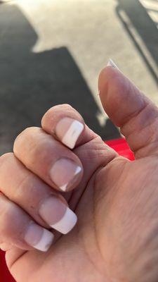 And of course they are popping off because they weren't seated on the nail bed!