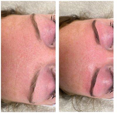Before and after brow tint and reshape