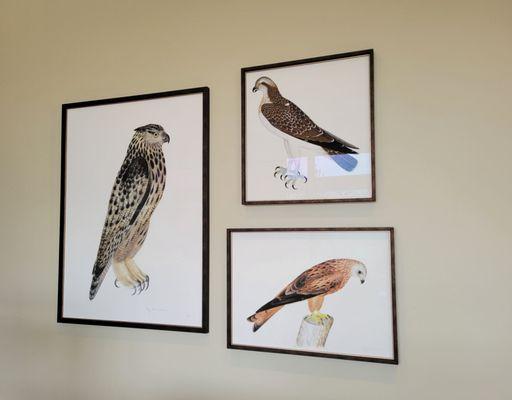 Top notch work to install custom framed art grouping