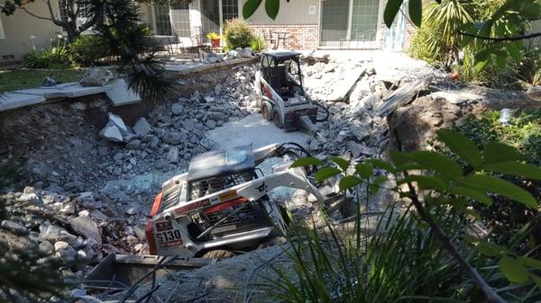 Demolition in progress.