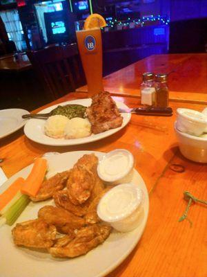 Spicy Bag Wings, 22oz Shell Steak & a Blue Moon for lunch..