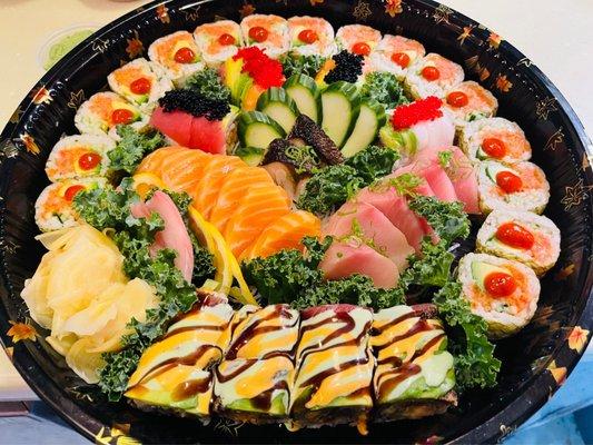 Choose variety sushi. We love to make a wonderful sushi tray for you