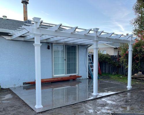 Concrete pad and awning