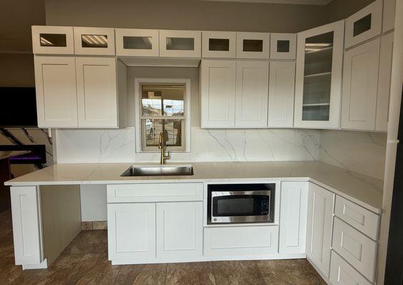 come check out our beautiful selection of cabinets we have in stock.