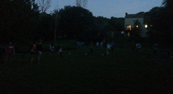 Nighttime dodgeball with the Youth and Family Ministry