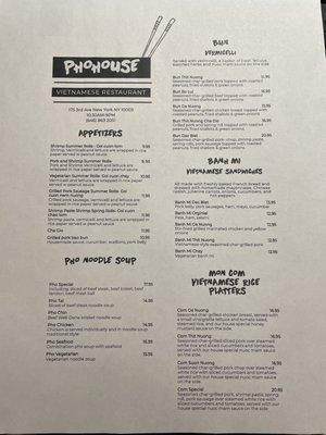 Opening menu