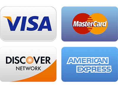 We now accept all major credit cards.