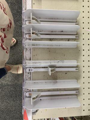 Filth at CVS pharmacy in Carrboro. Gross! It's been months of it. And we're just left to stare at it in the queue.