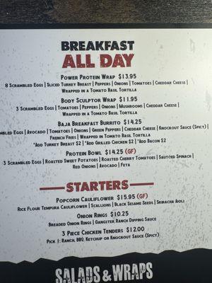 Breakfast menu
