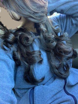 Wash, Cut, & blow dry (Layers & curtain bangs)