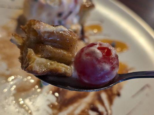 Close-up of a spoonful of The Chorro Bowl Dessert.