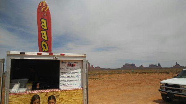 Happy customers with their pink lemonade in the desert heat