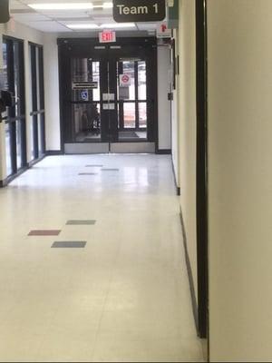 ice cold air from outside filled the waiting area. We froze for 2 hours. Asked clerks for heat. They ignored us.