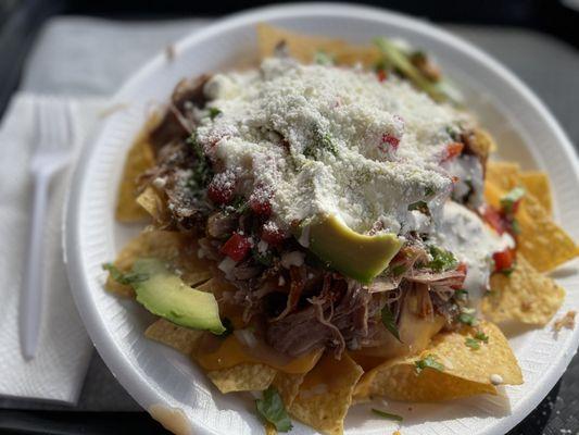 Huge nachos carnitas