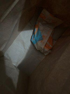 Only beef taco when I was supposed to get ice coffee and Queso and beef taco