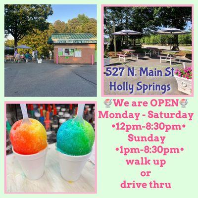 Summer hours*Drive thru and walk up service