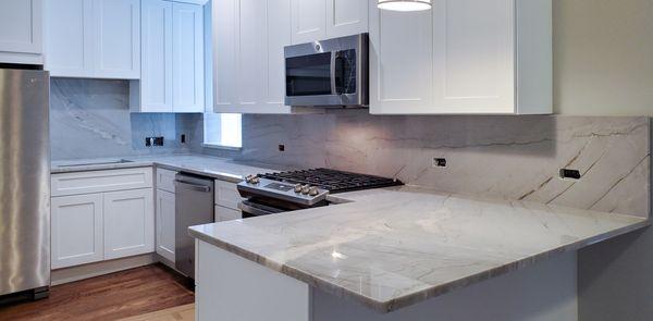 Azurebay Quartzite (RADIANT SURFACES) Countertops With Full Height Backsplash