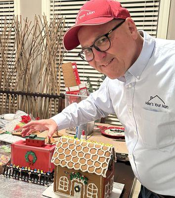 Building gingerbread house for Habitat for Humanity fundraiser.