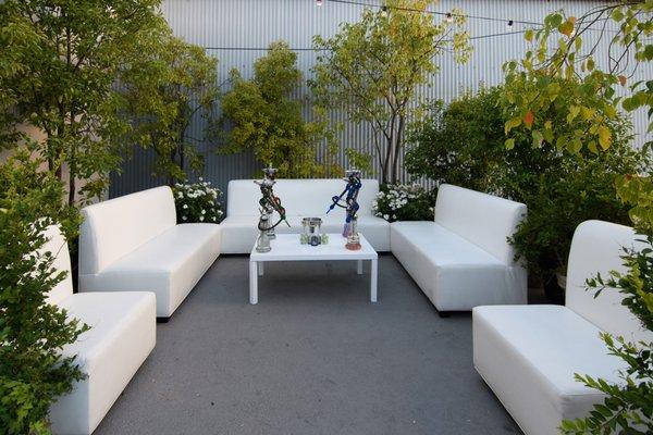 We made an outdoor cement space come to life with greens from Jackson Shrub: