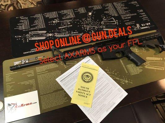 Shop online for guns @ Gun.Deals select Axarms as your FFL for a hassle free transfer.