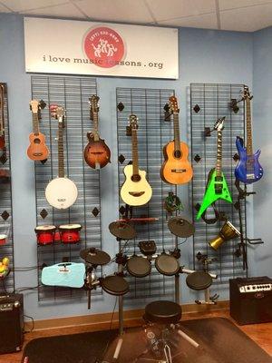The music room where you can take music lessons!