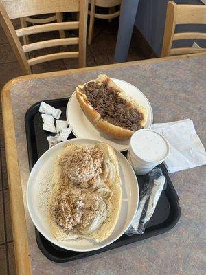 Plain cheesesteaks and a massive tuna Fish Sub