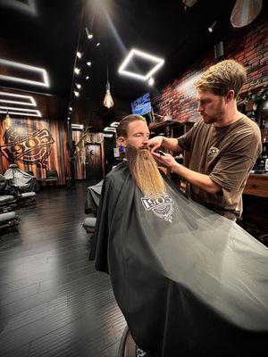 Beard & Haircut service with hot shave